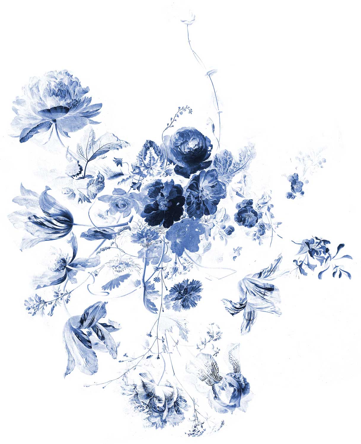 Blumentapete Royal Blue Flowers, Blau