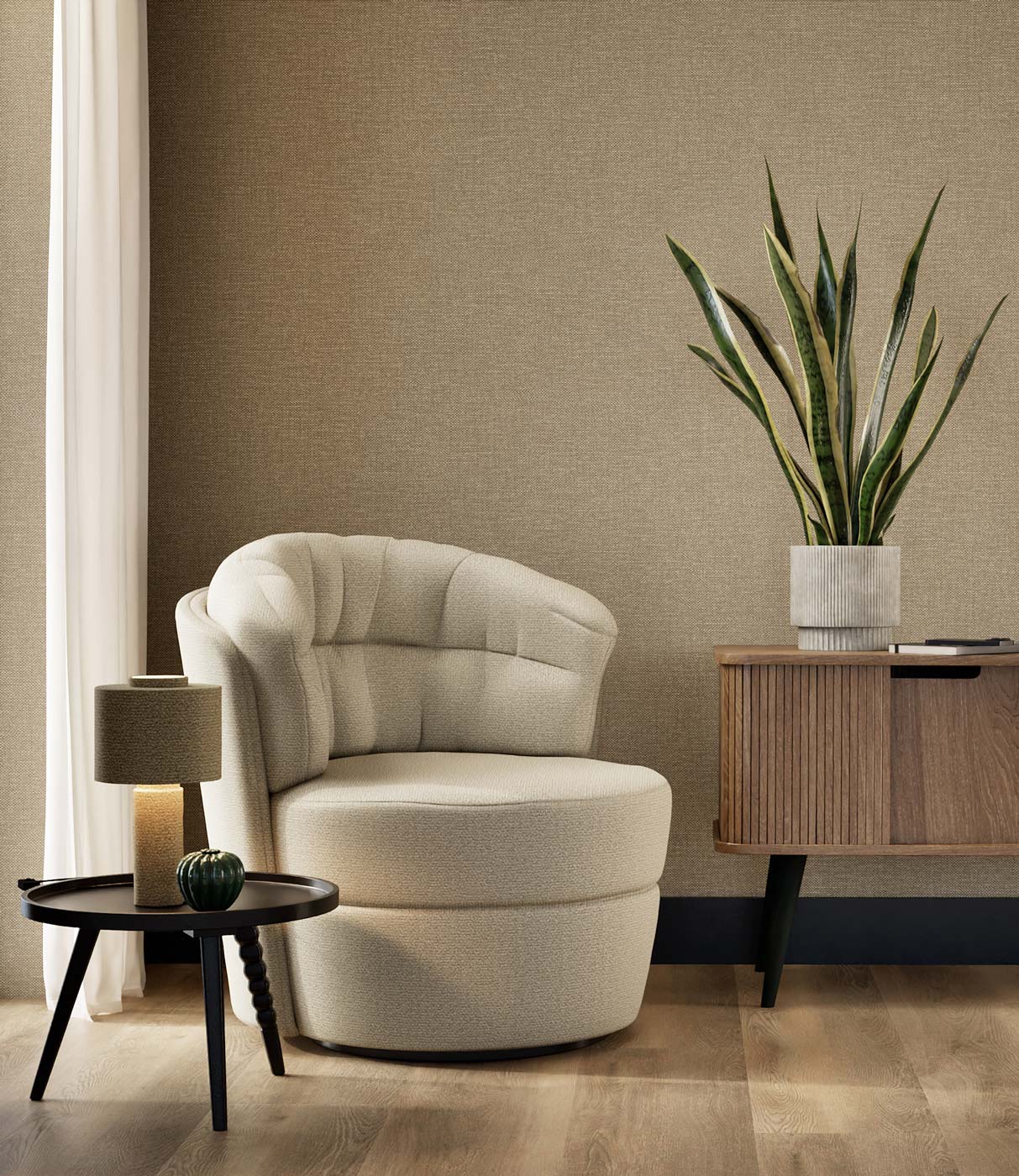 Papel pintado efecto lino Natural Chique, Melbourne, 53 x 1000 cm