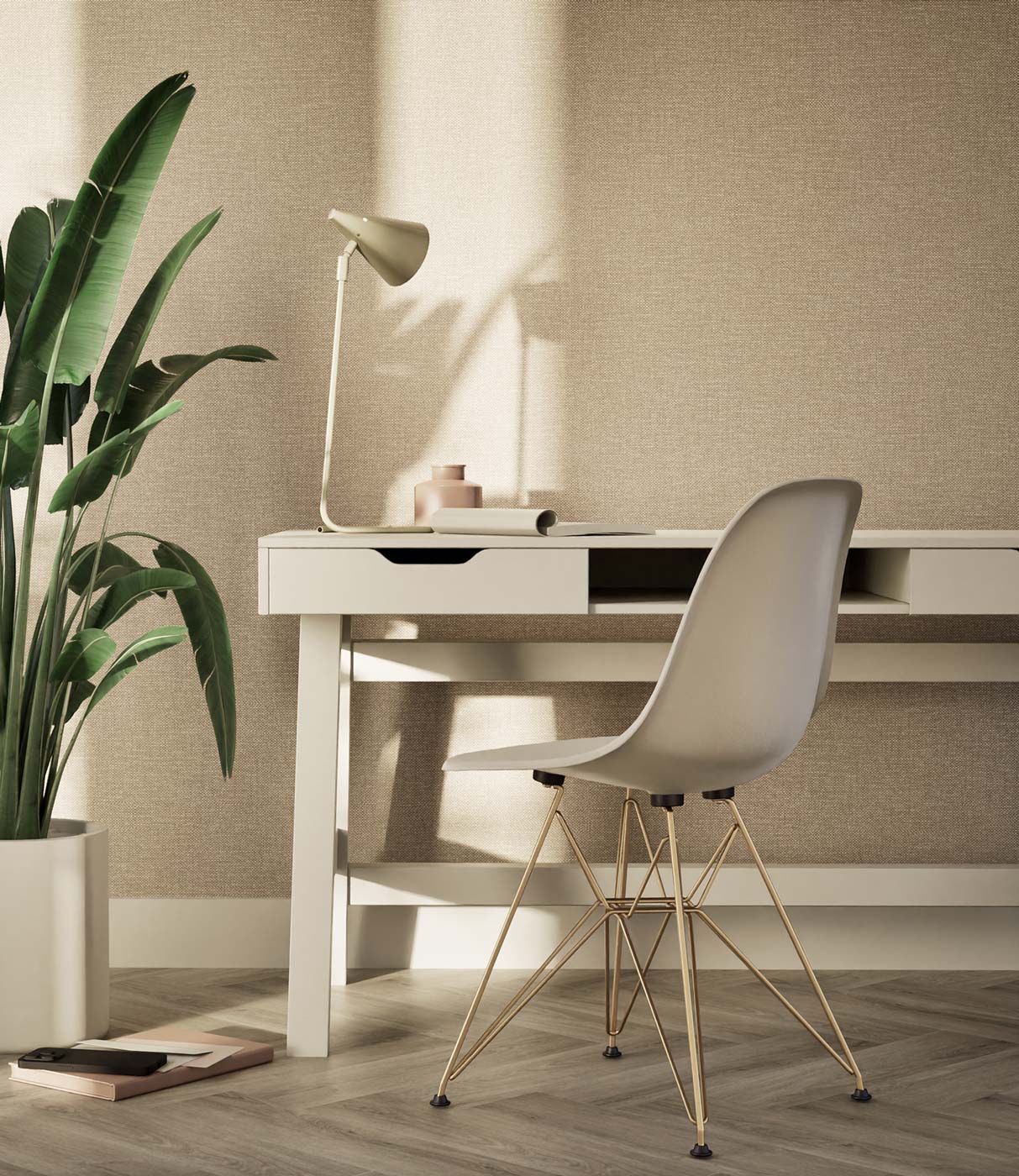 Papel pintado efecto lino Natural Chique, Melbourne, 53 x 1000 cm