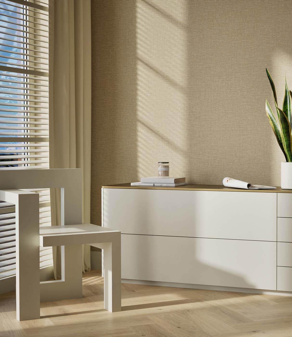 Papel pintado efecto lino Natural Chique, Melbourne, 53 x 1000 cm