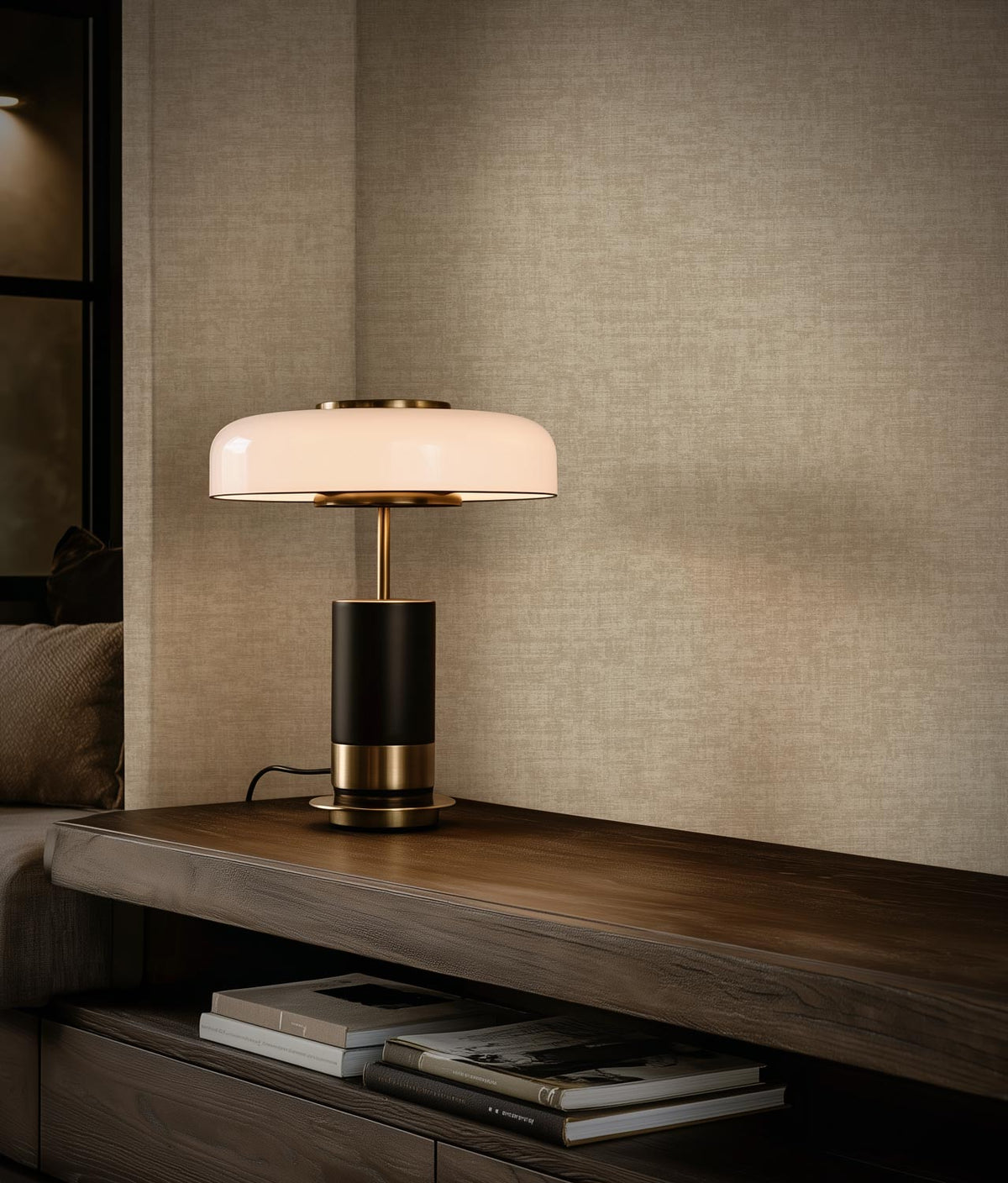 Afwasbaar effen behang met voelbare linnenlook structuur, Hotel Chique Modena, 53 x 1000 cm, Beige
