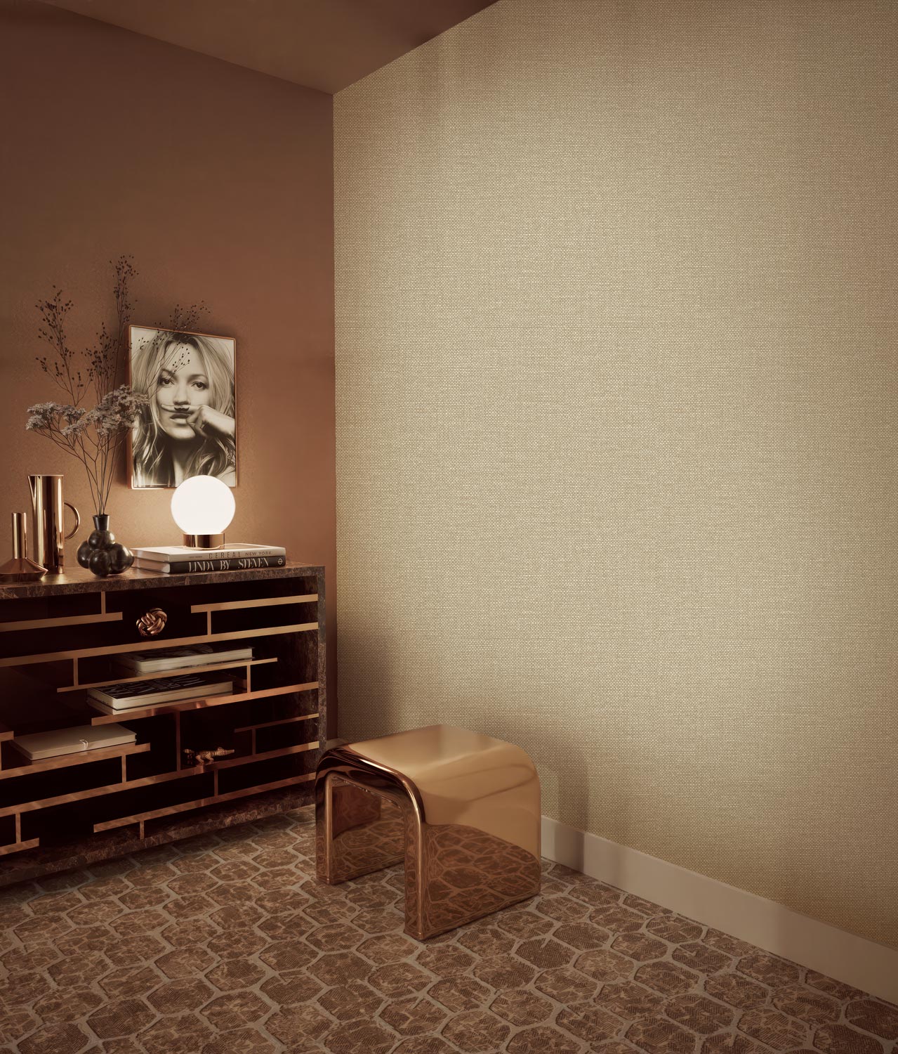 Linen-look wallpaper Natural Chique, Montreal, 53 x 1000 cm