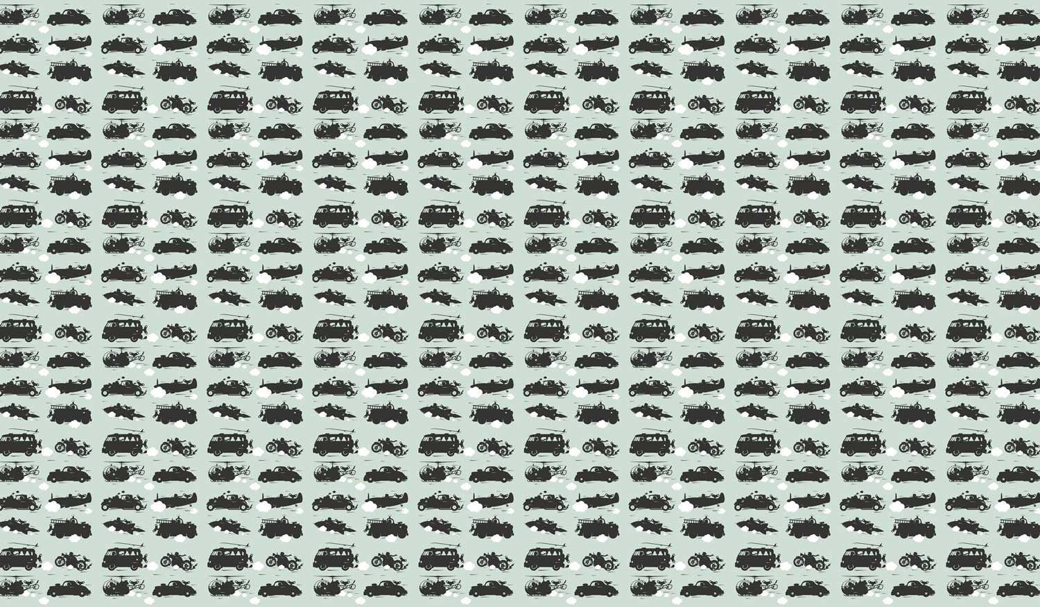 Kindertapete Vehicles, Grün, 97.4 x 280 cm