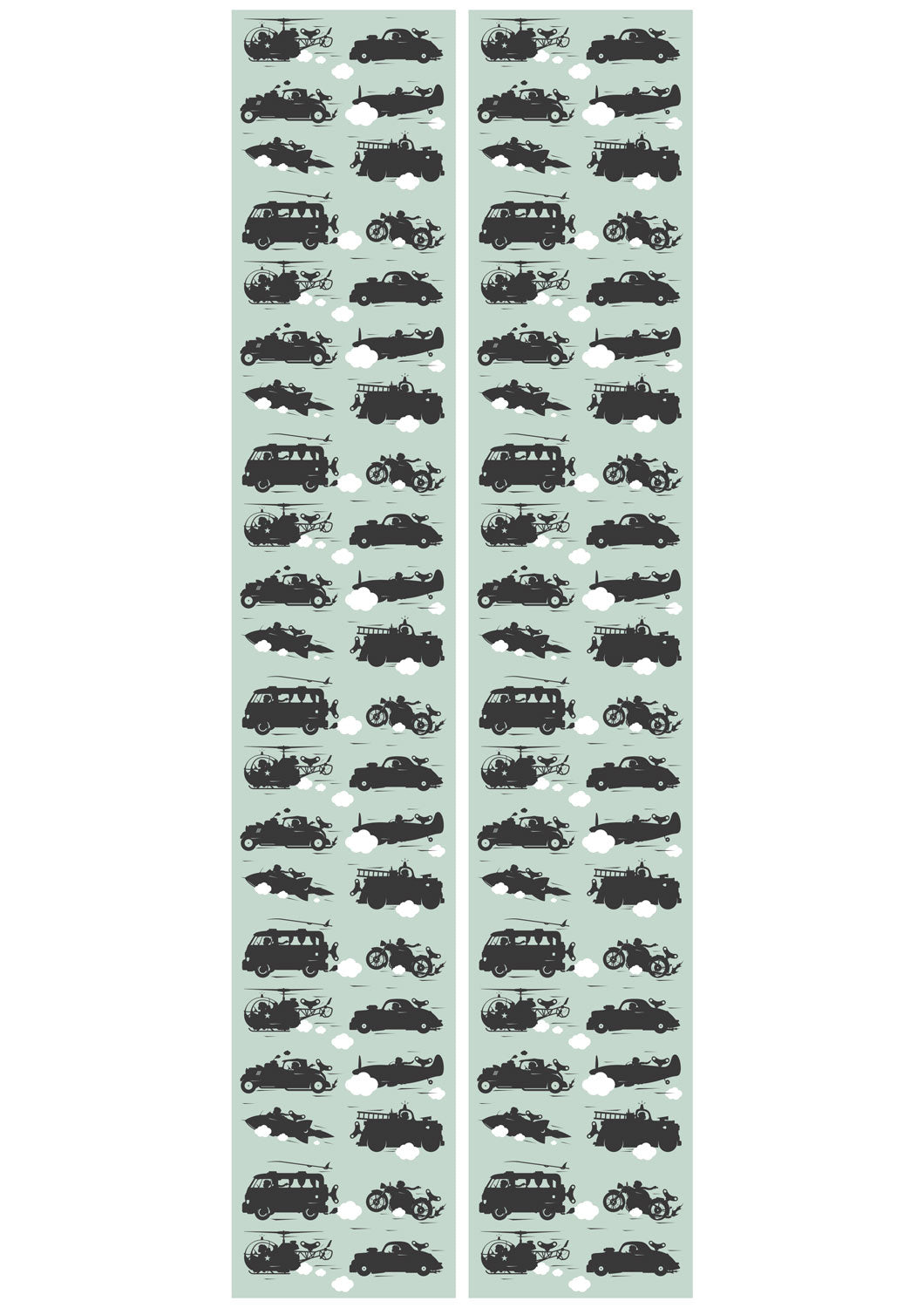 Kindertapete Vehicles, Grün, 97.4 x 280 cm