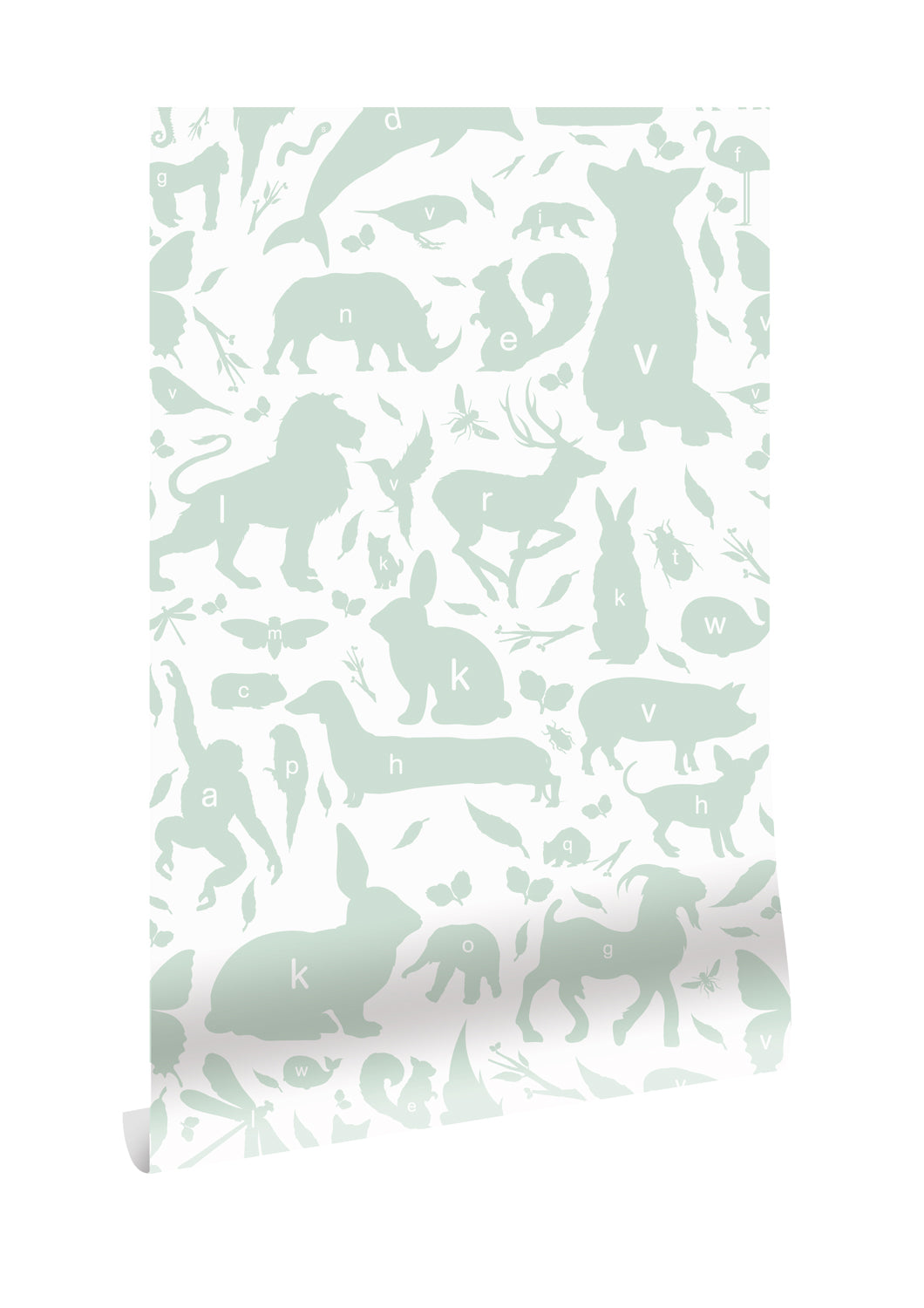 Wallpaper ABC Animals, Green, 146.1 x 280 cm