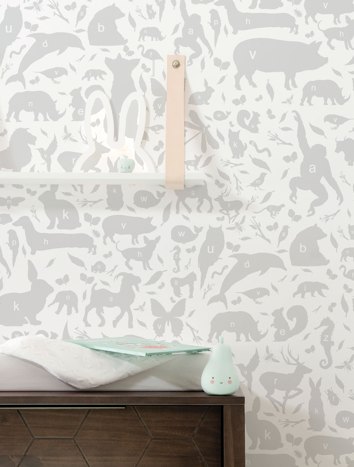Wallpaper ABC Animals, Light Grey, 146.1 x 280 cm