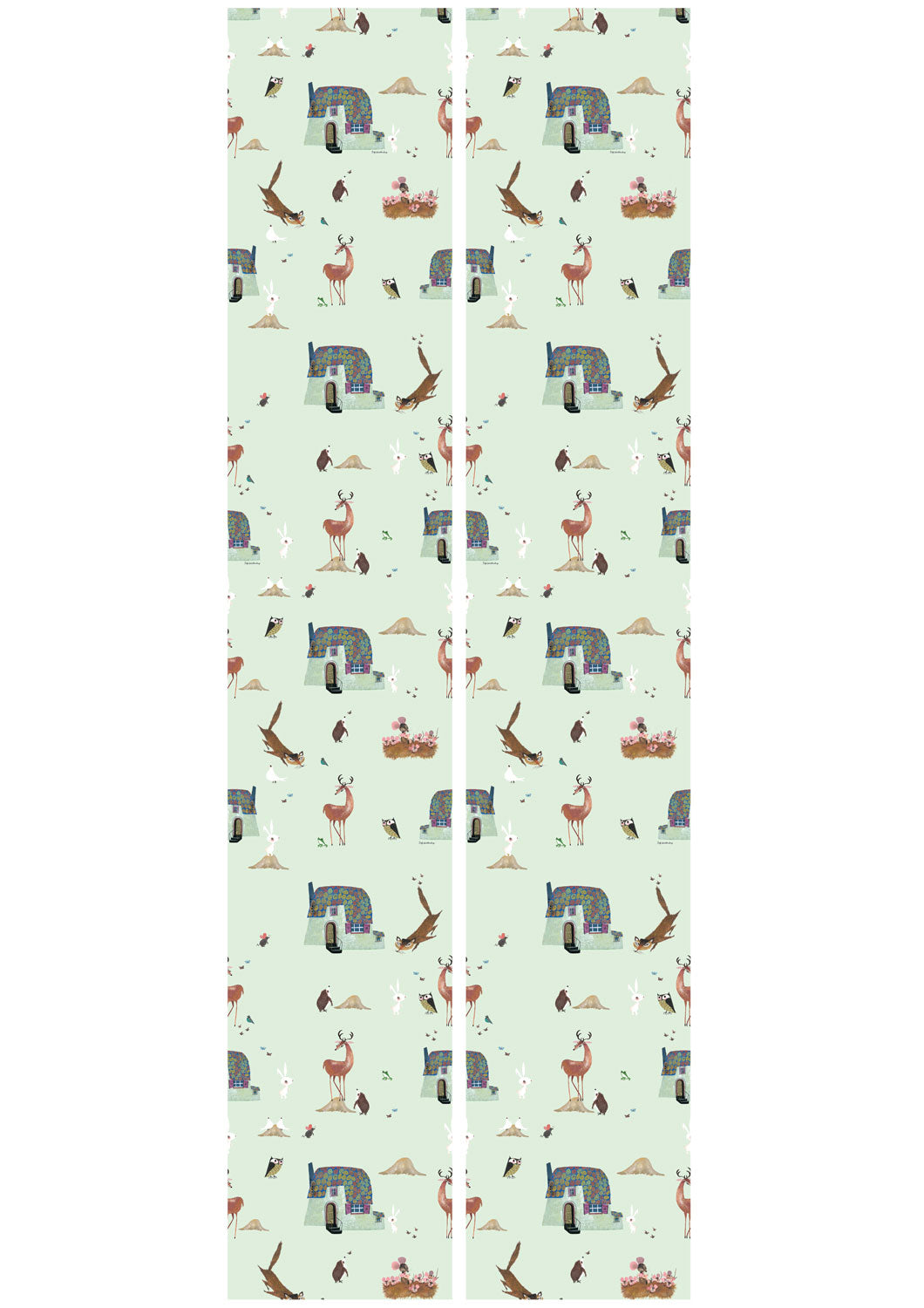 Behang kinderkamer Fiep Westendorp Forest Animals, Groen, 97.4 x 280 cm