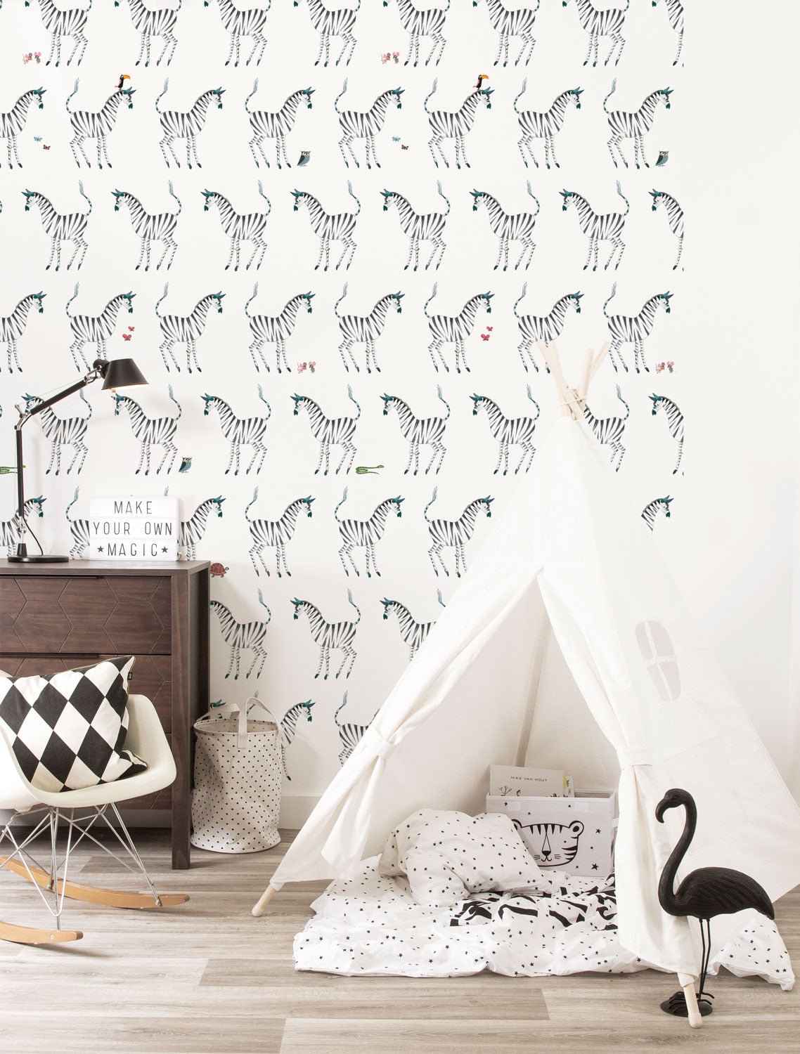 Wallpaper Fiep Westendorp Zebra, White, 97.4 x 280 cm