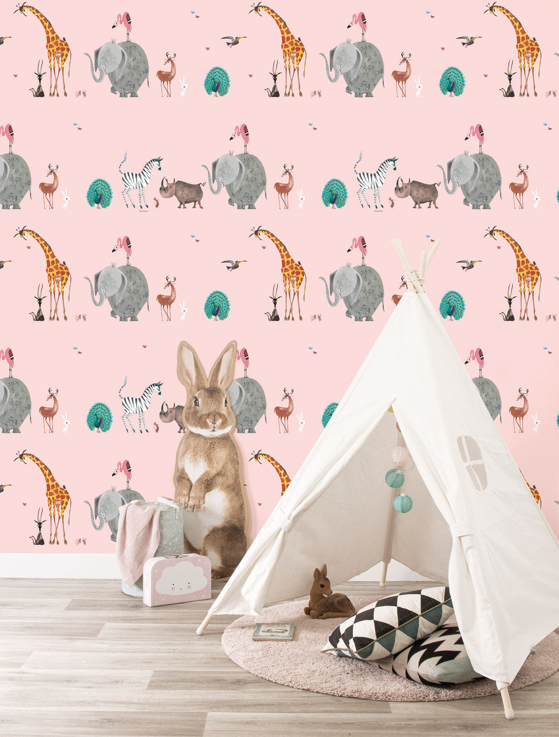 Wallpaper Fiep Westendorp Animal Mix, Pink, 97.4 x 280 cm