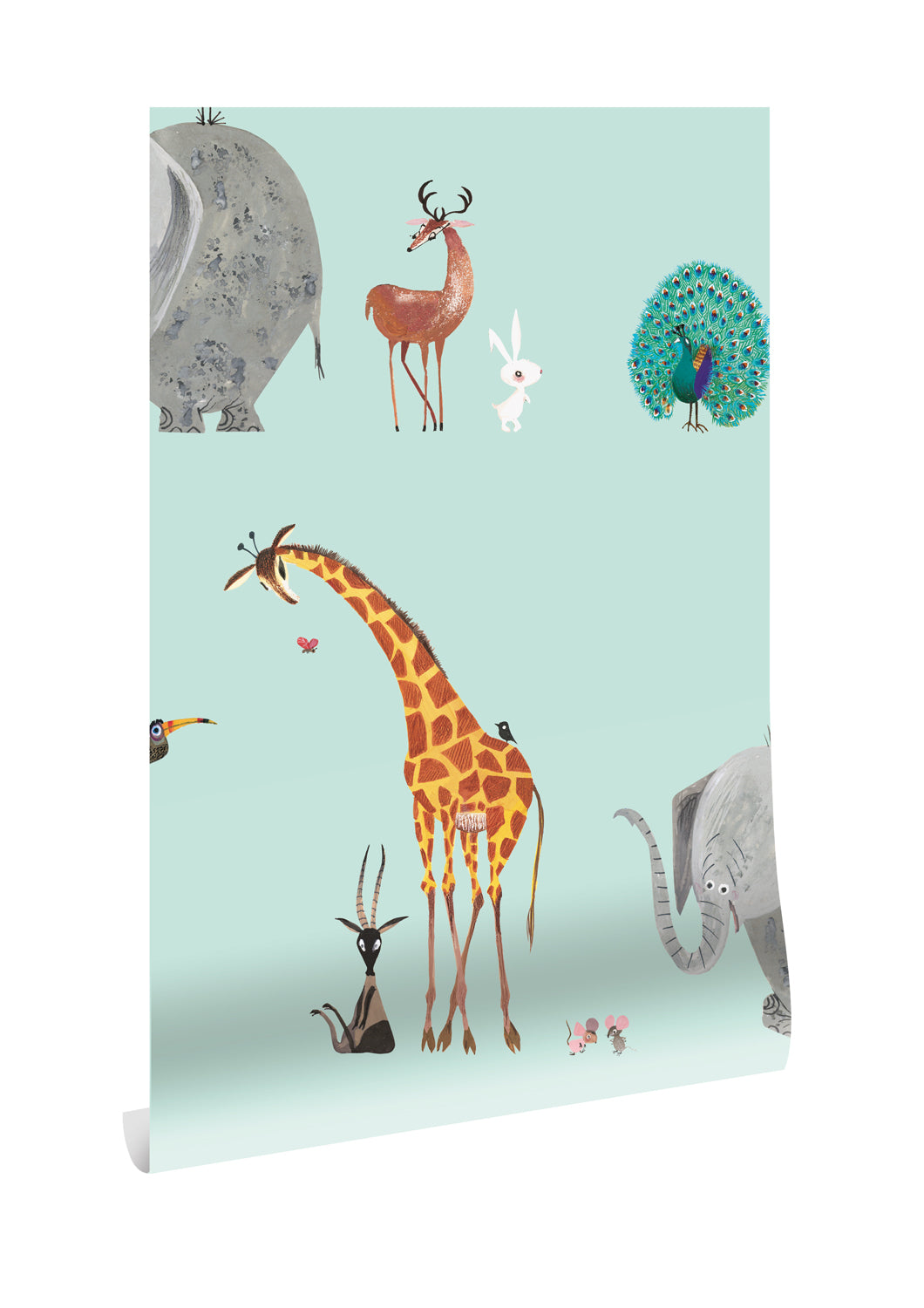 Wallpaper Fiep Westendorp Animal Mix, Mint, 97.4 x 280 cm