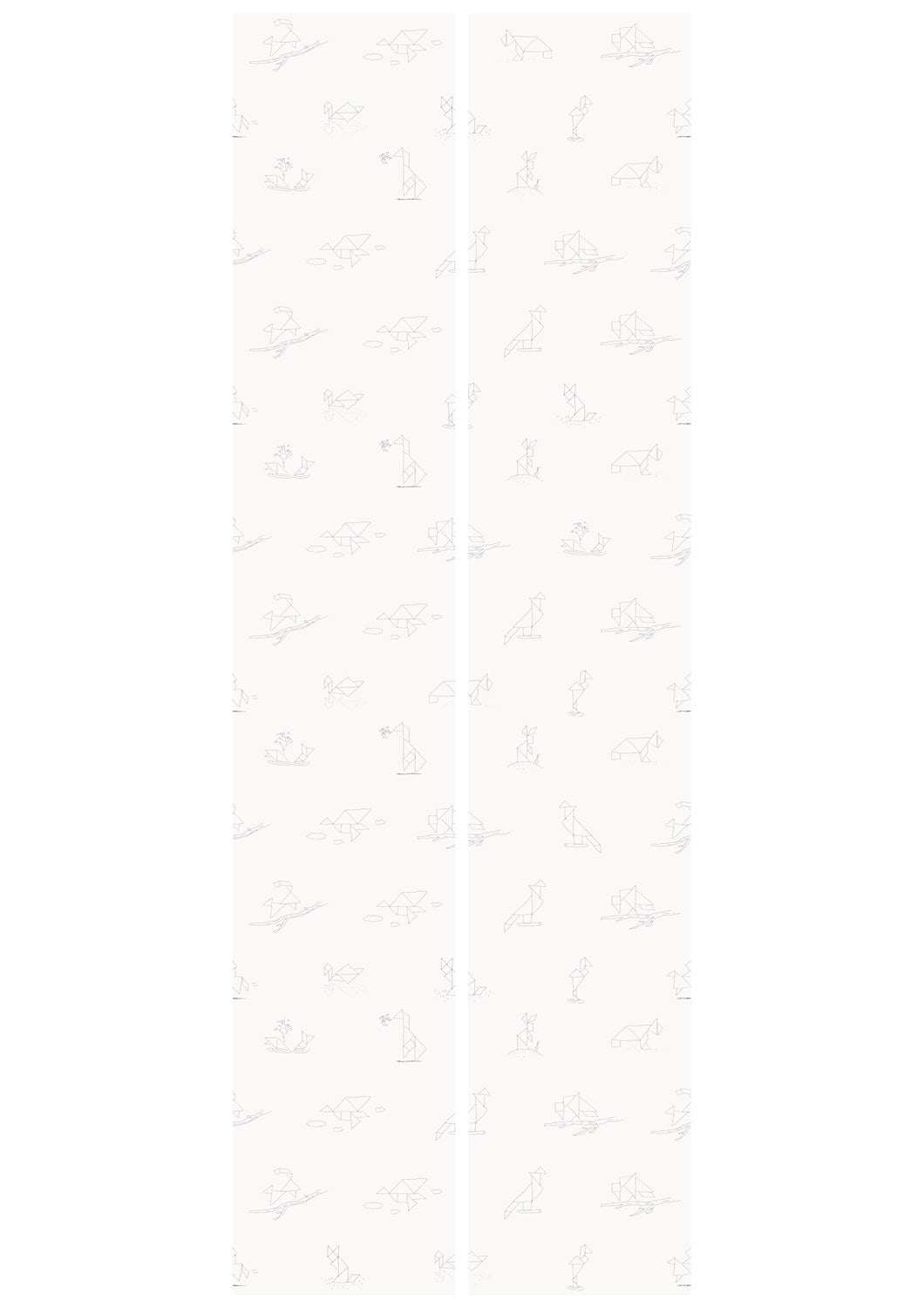 Behang kinderkamer Tangram Animal Sketches, 97.4 x 280 cm