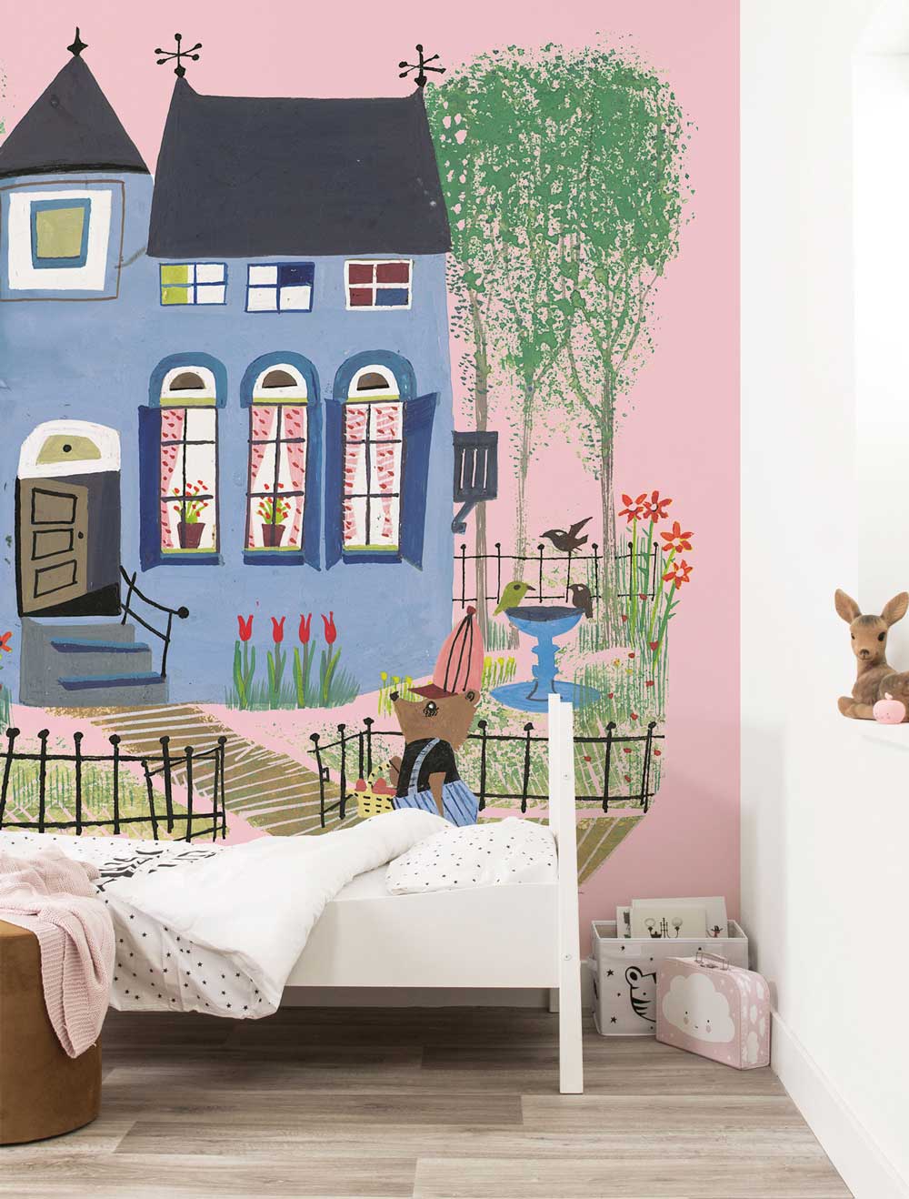 Wall Mural by Fiep Westendorp, Bear with Blue House