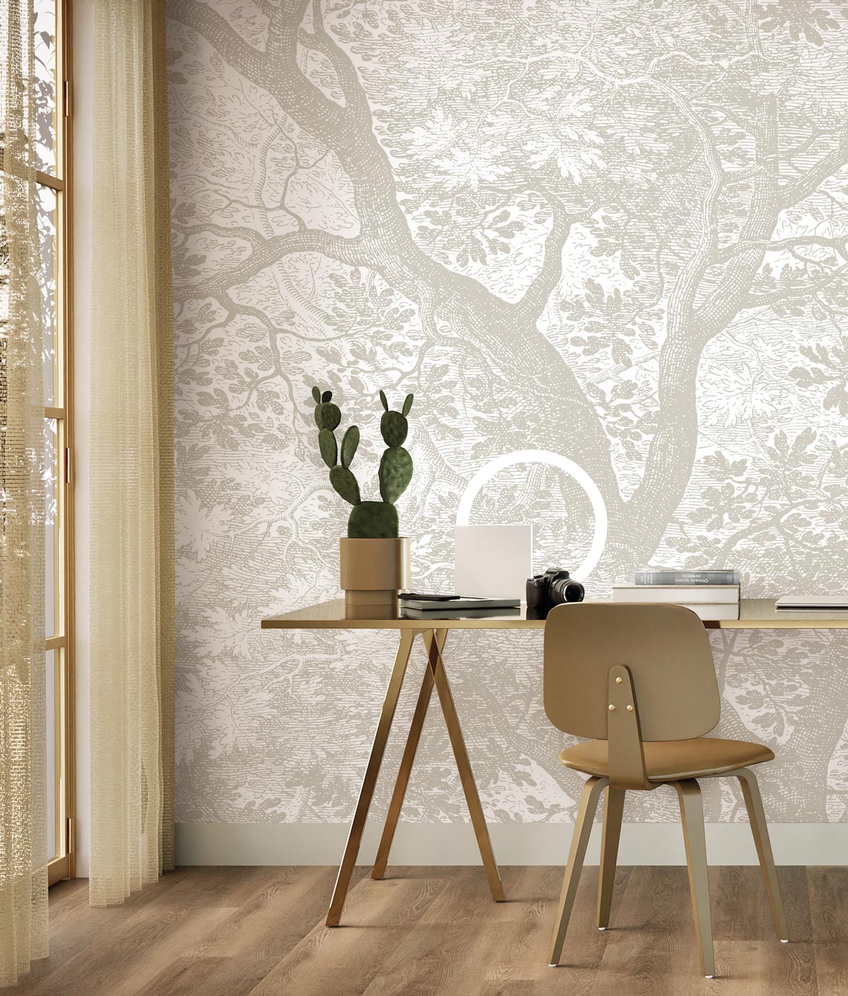 Engraved Landscapes, behang met getekend landschap, Grijs, WP-770, Interieur