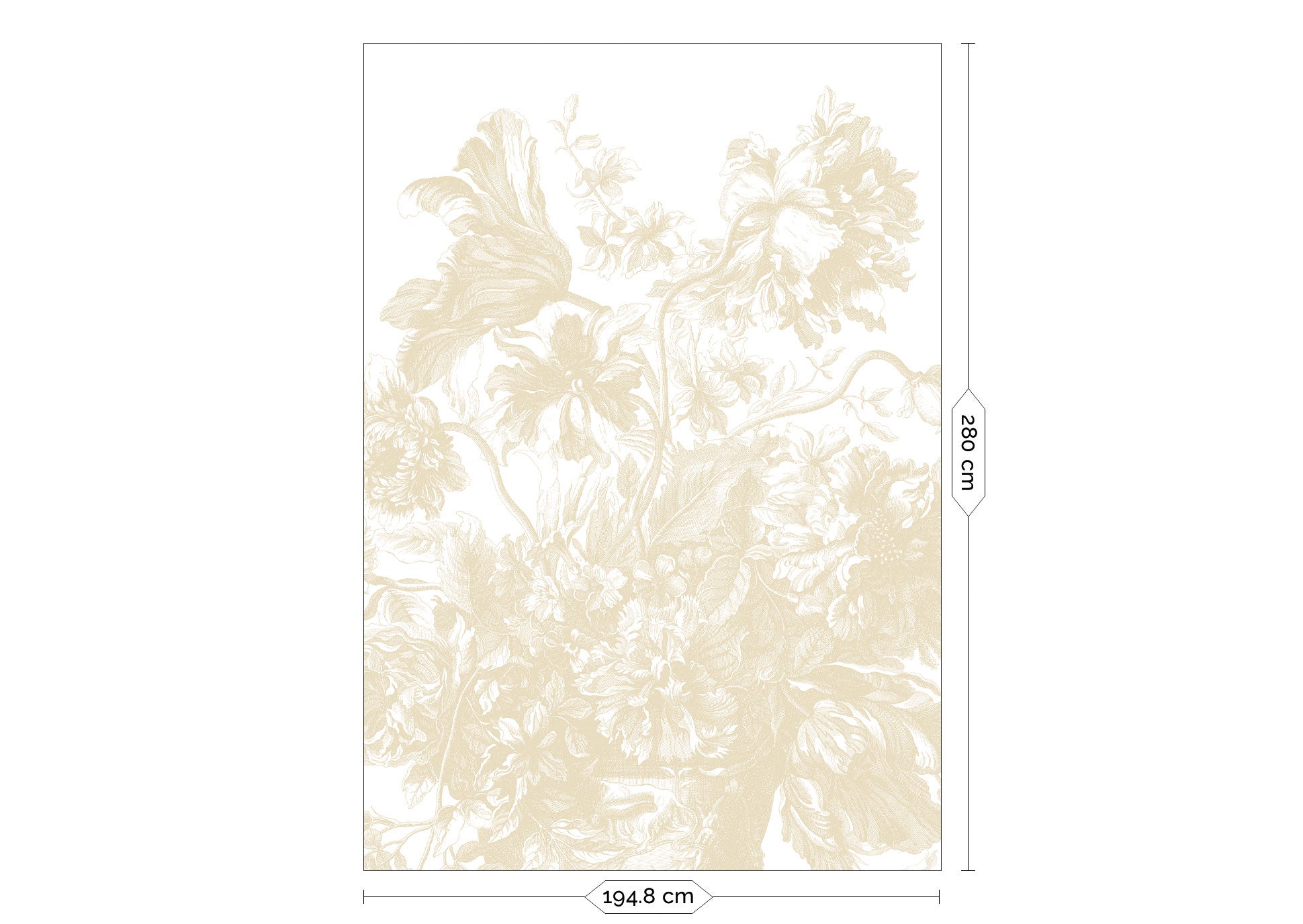 Engraved Flowers, Bloemen behang door Frans Uyterlinde, Beige, FU-039, Packshot