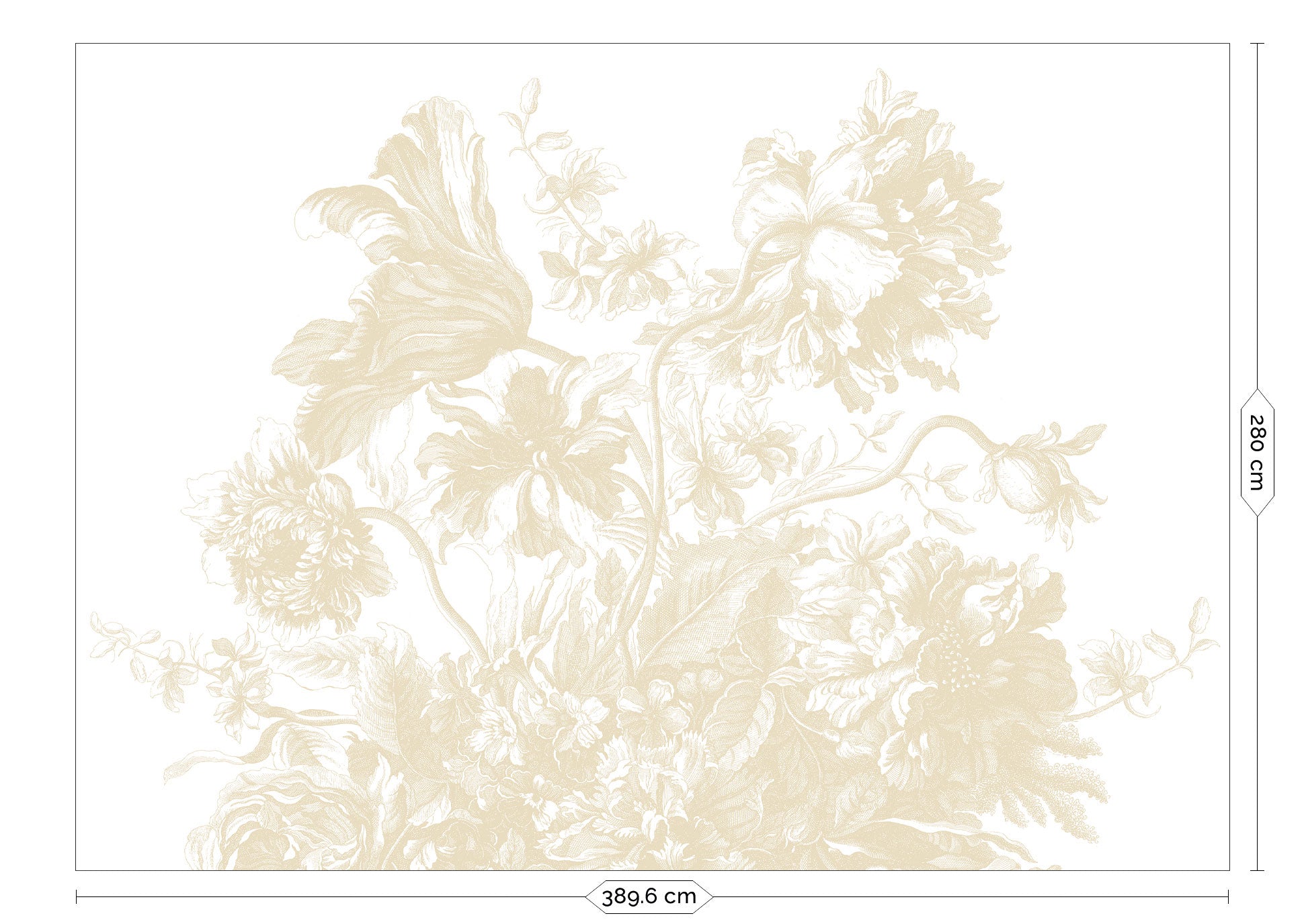 Engraved Flowers, Bloemen behang door Frans Uyterlinde, Beige, FU-041, Packshot