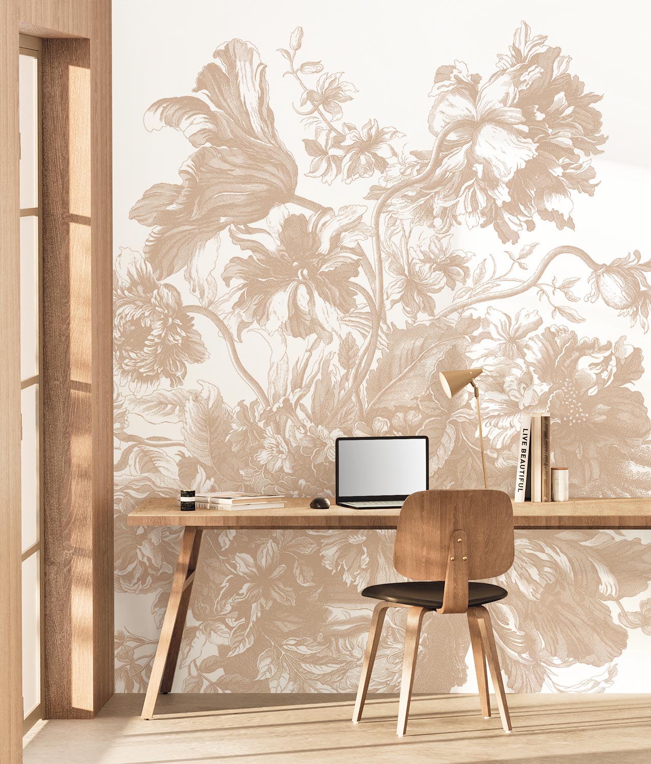 Engraved Flowers, Bloemen behang door Frans Uyterlinde, Nude, Interieur 2