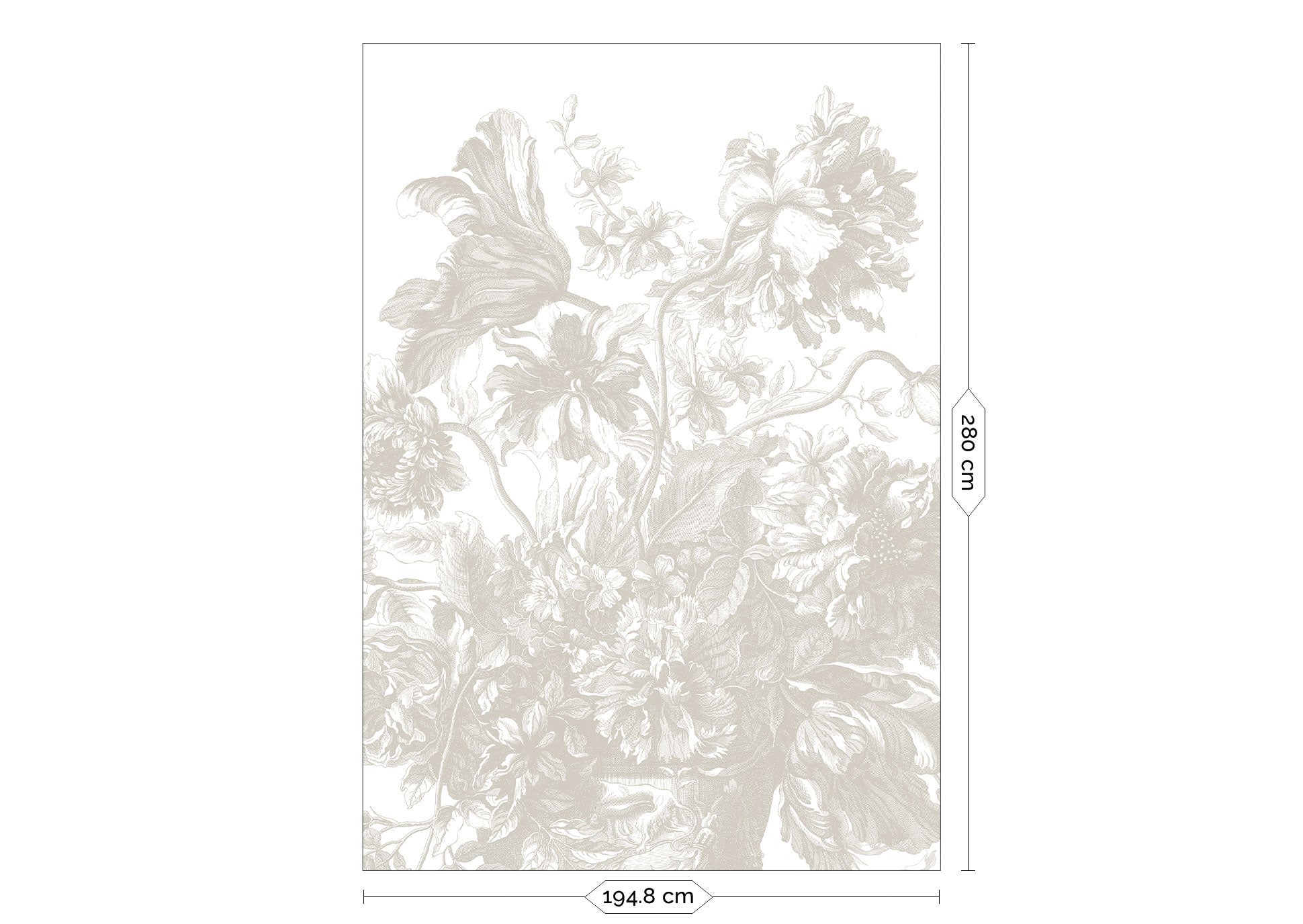 Engraved Flowers, Bloemen behang door Frans Uyterlinde, Grijs, FU-048, Packshot