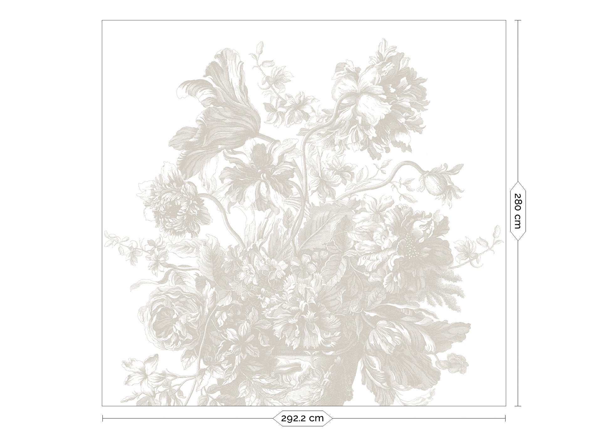 Engraved Flowers, Bloemen behang door Frans Uyterlinde, Grijs, FU-049, Packshot