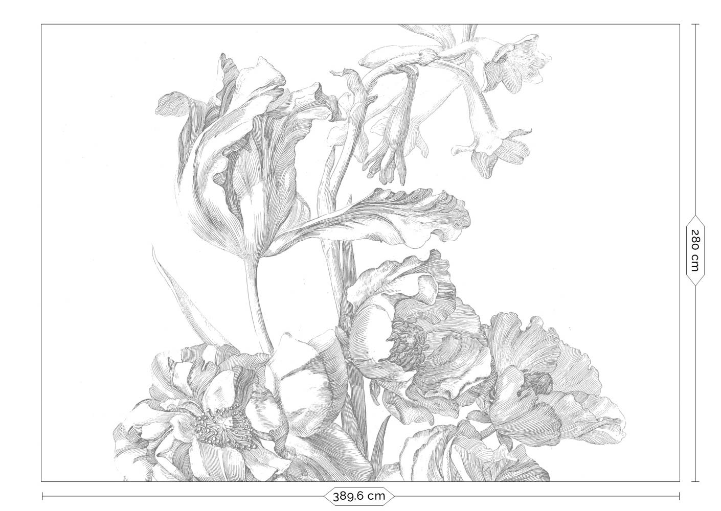 Bloemen behang, Engraved Flowers, WP-335, 8 baans