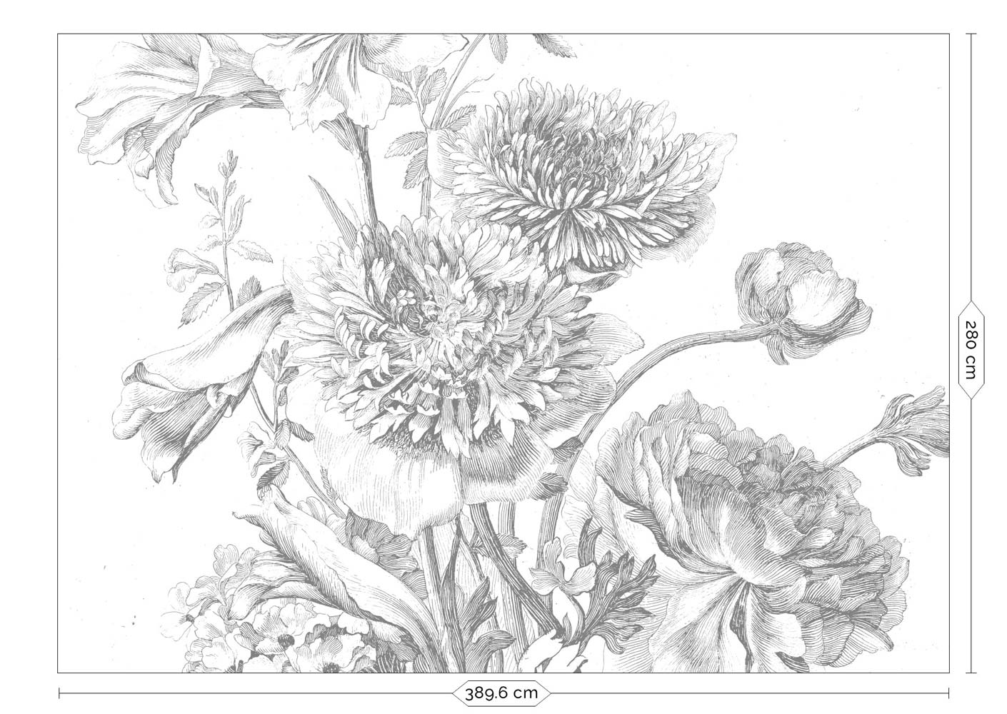 Bloemen behang, Engraved Flowers, WP-338, 8 baans