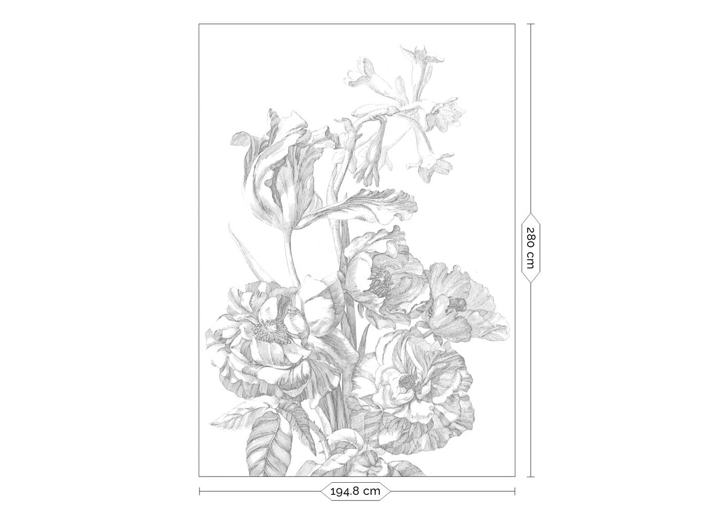 Bloemen behang, Engraved Flowers, WP-668, 4 baans