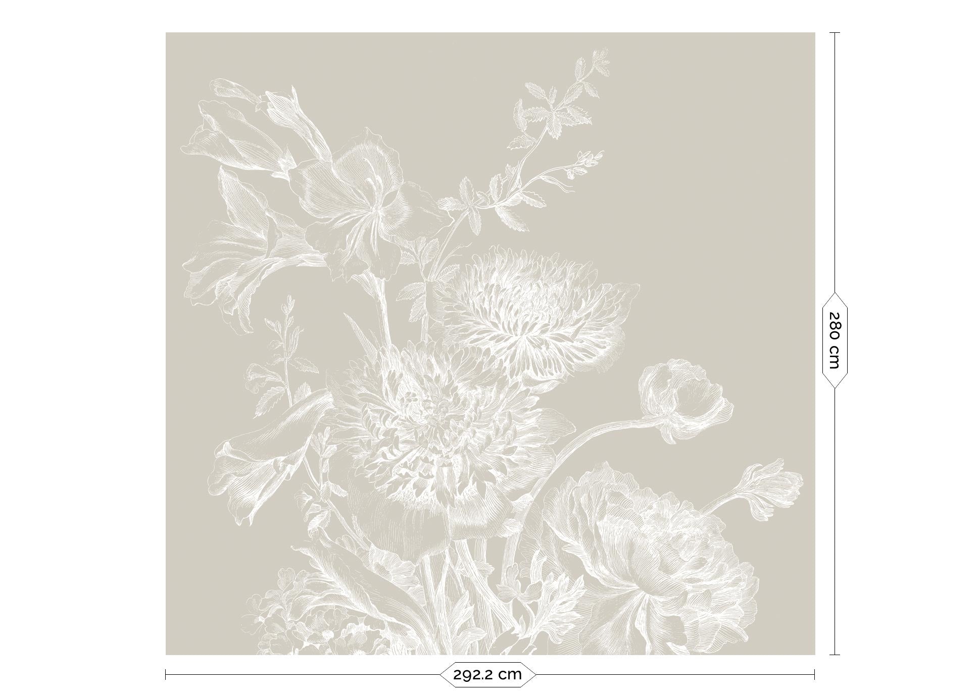 Bloemen behang, Engraved Flowers, WP-755, 6 baans