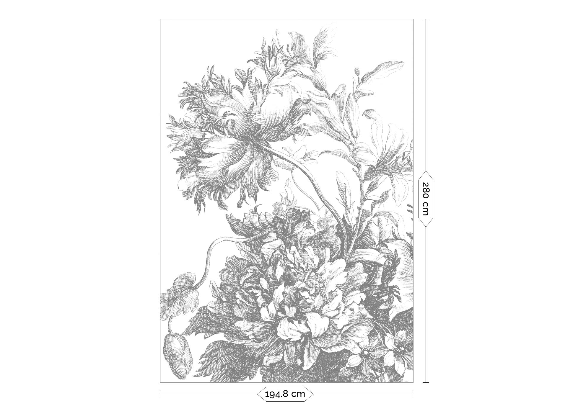 Bloemen behang, Engraved Flowers, WP-813, Packshot