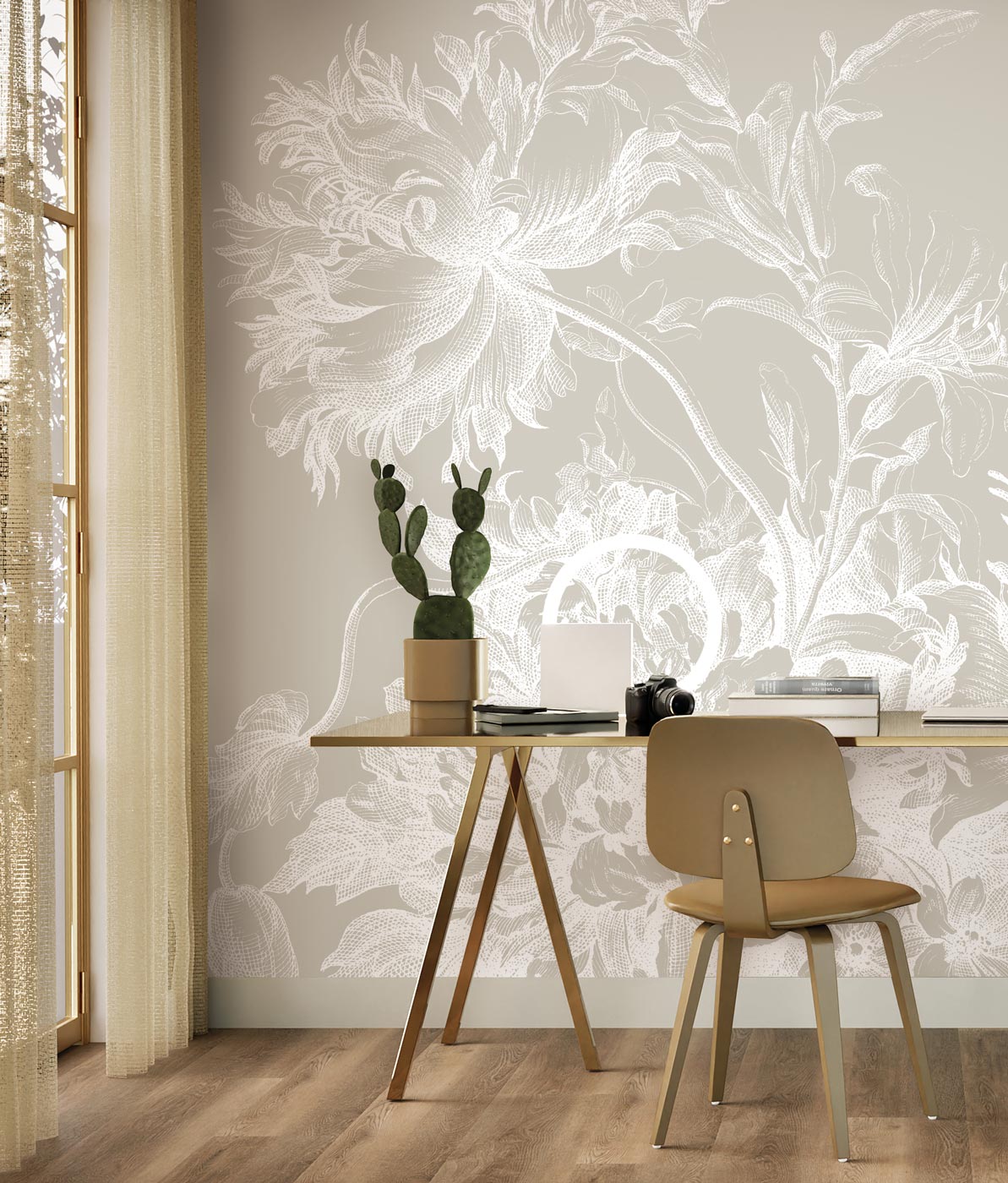 Bloemen behang, Engraved Flowers, WP-816, Interieur