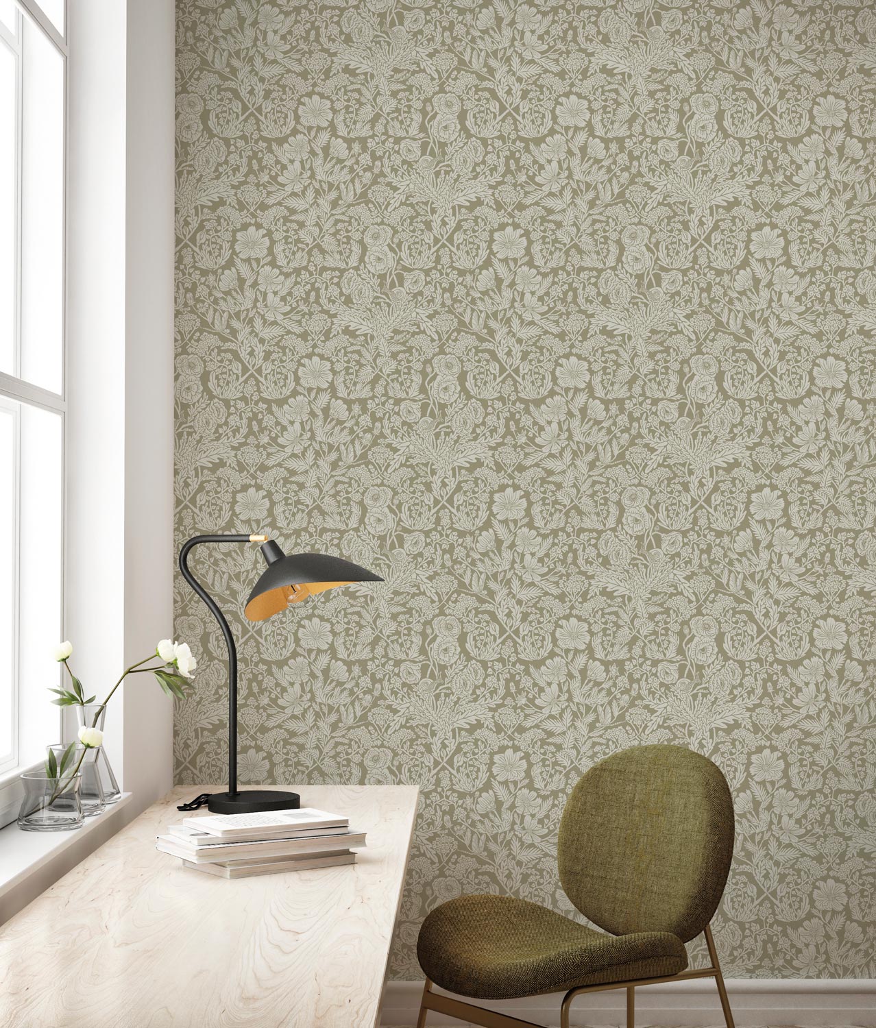 Bloemen behang door Floor Rieder, 100 x 280 cm, FR-003, Interieur 2