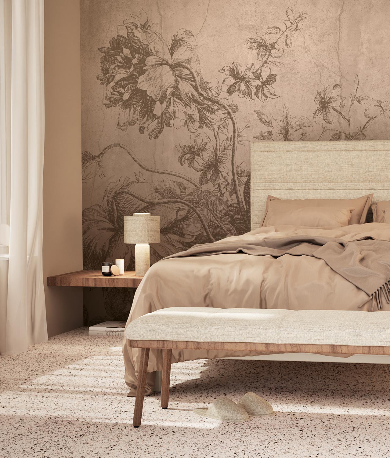 Gradient Flowers, Bloemen behang door Frans Uyterlinde, Nude, Interieur 2