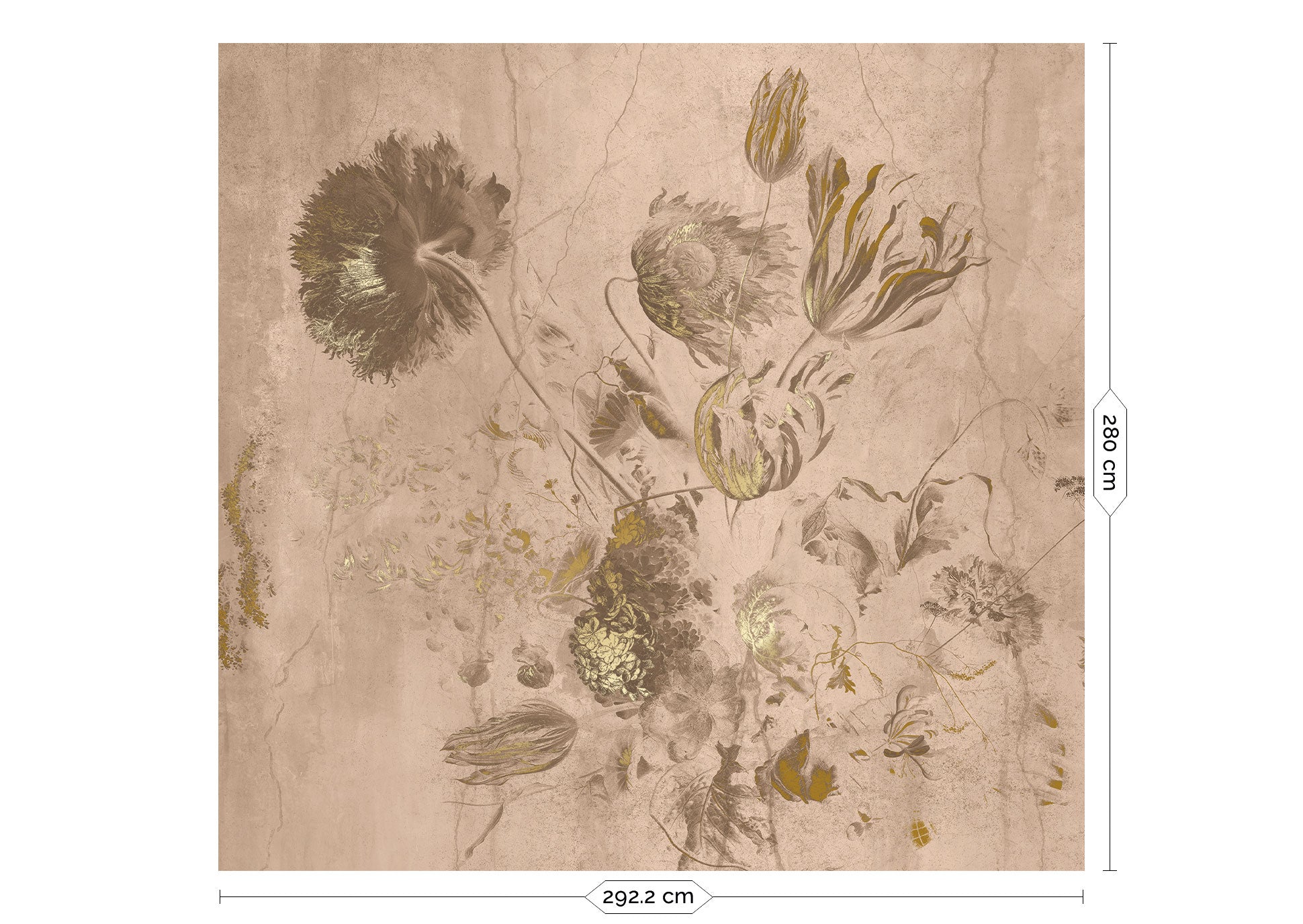 Bloemen goud behang Fresco Flowers door Frans Uyterlinde, FU-055, Packshot