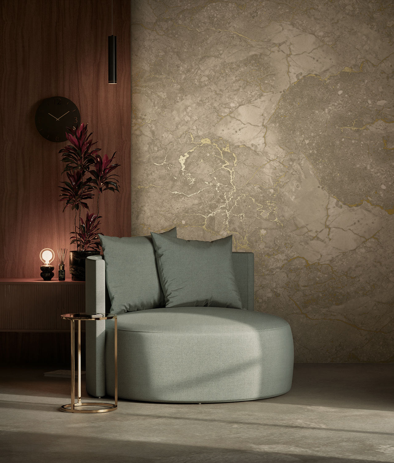 Goud marmer behang door Frans Uyterlinde, FU-065, Interieur 2