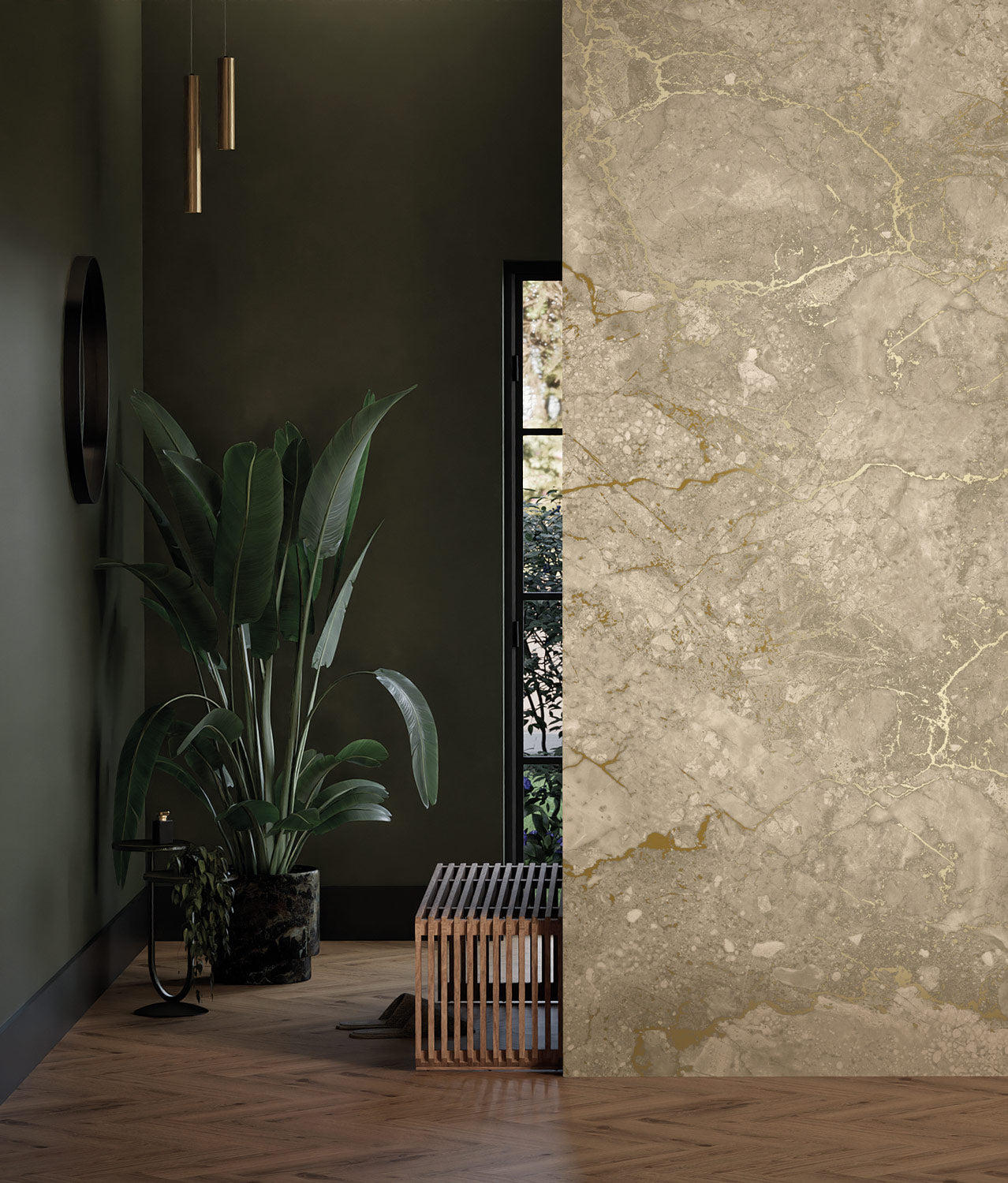 Goud marmer behang door Frans Uyterlinde, FU-065, Interieur 3