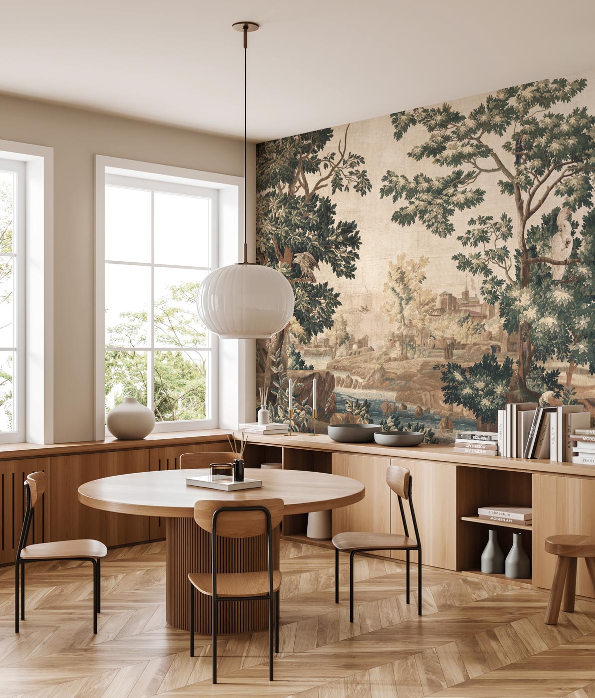 Landscape Tapestries, behang van vintage wandkleed, WP-782, Interieur 3