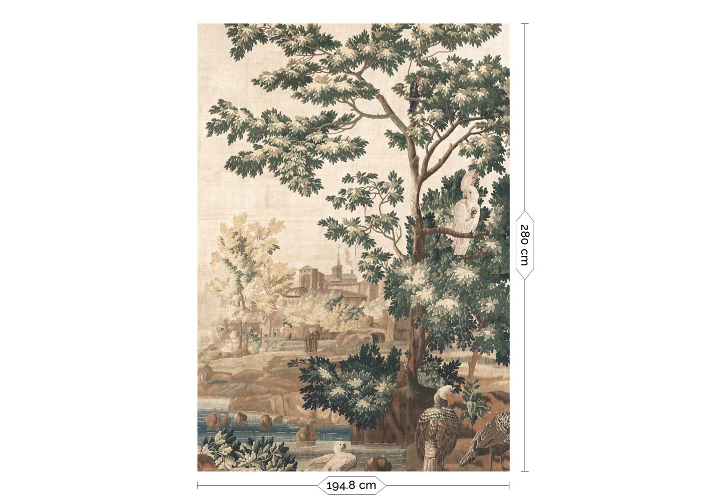 Landscape Tapestries, behang van vintage wandkleed, WP-782, 4 Baans