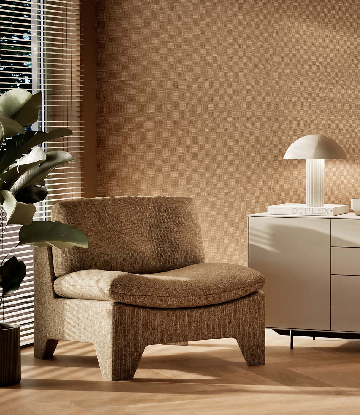 Behang linnen look Natural Chique, Atlanta, 53 x 1000 cm, Interieur 3