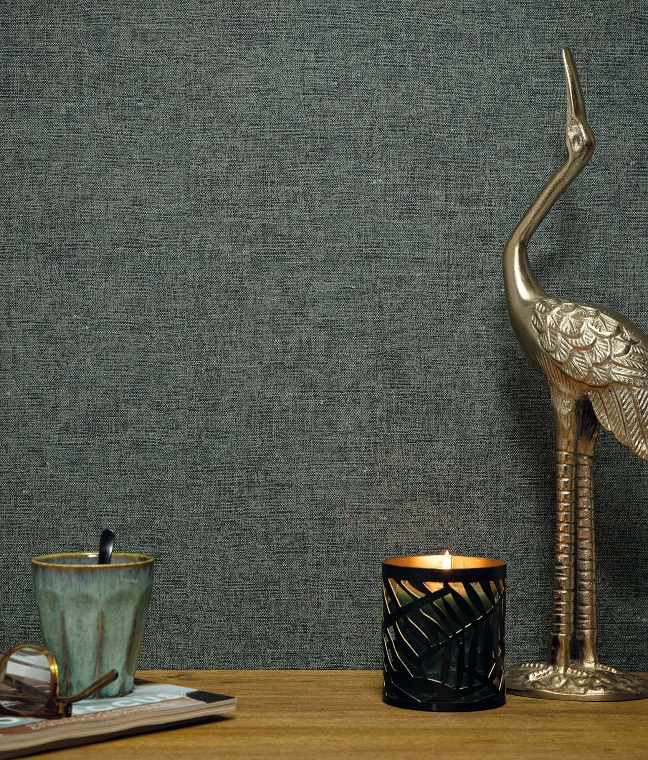 Behang linnen look Natural Chique, Cannes, 53 x 1000 cm, Interieur