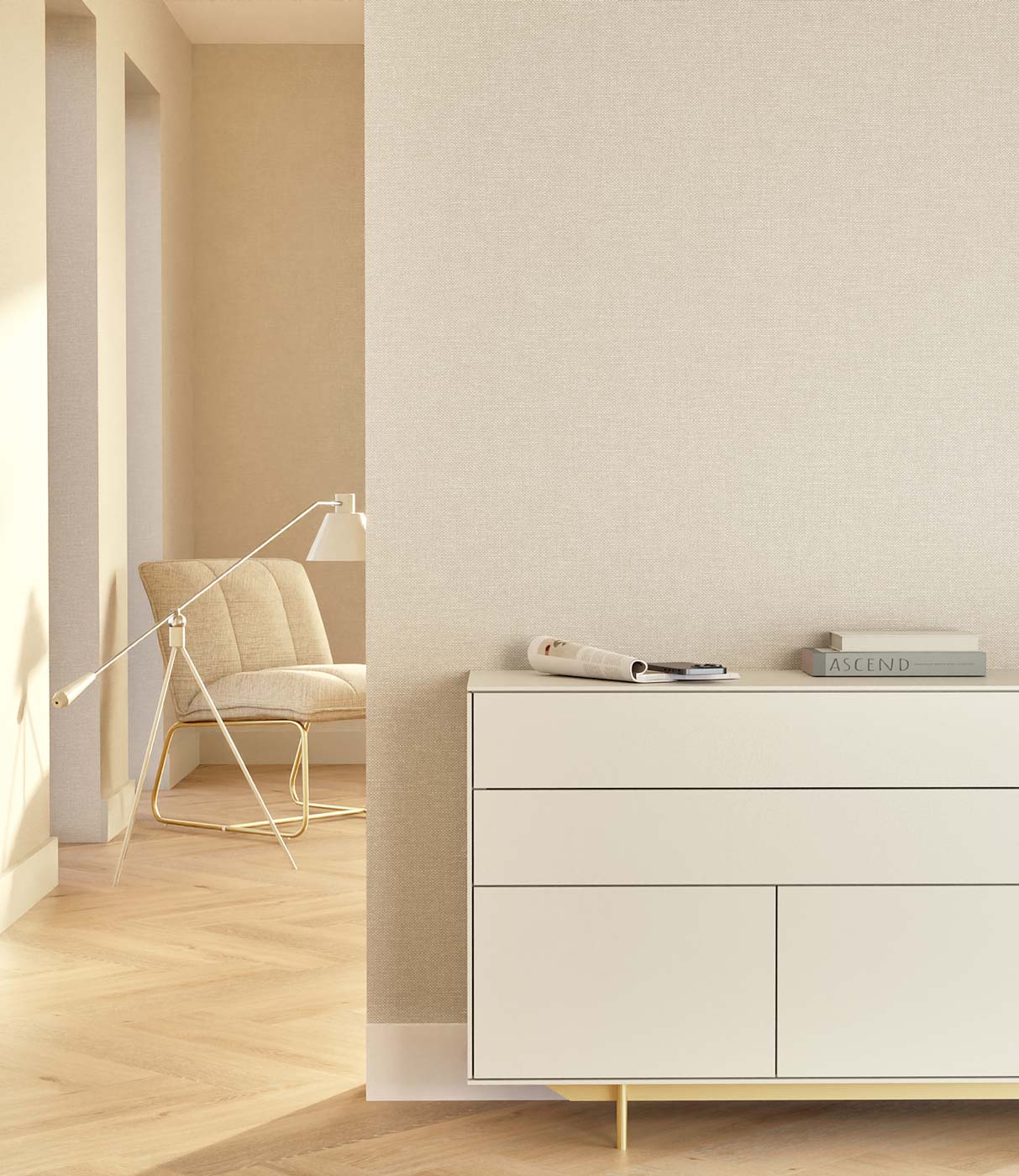 Behang linnen look Natural Chique, Ibiza, 53 x 1000 cm, Interieur 4