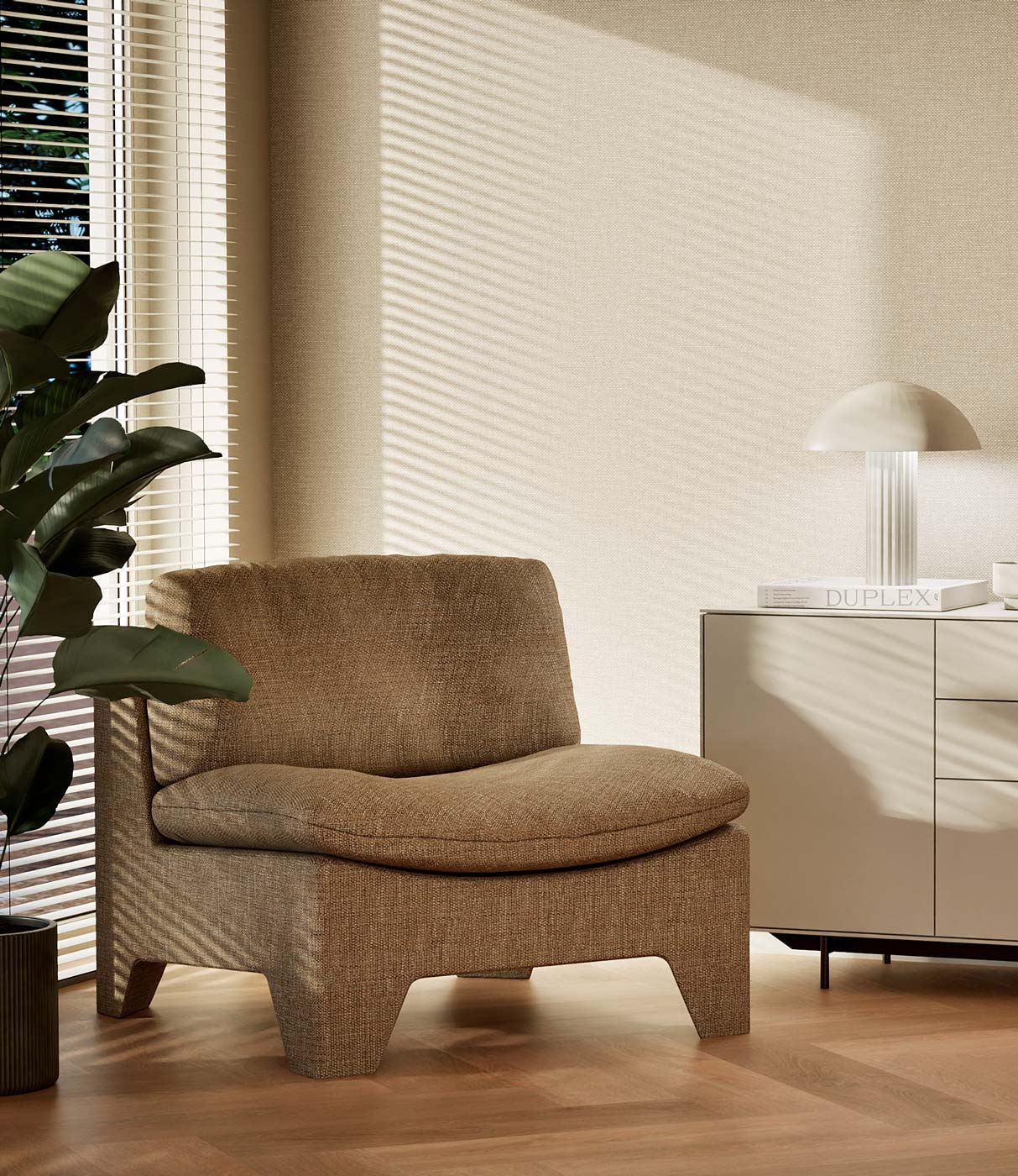 Behang linnen look Natural Chique, Madeira, 53 x 1000 cm, Interieur 5