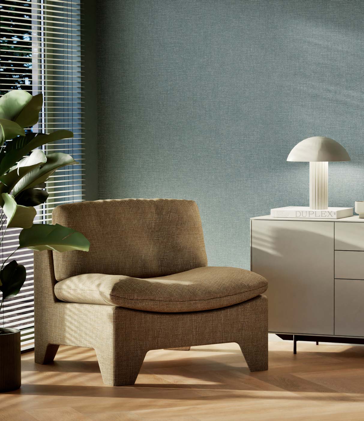 Behang linnen look Natural Chique, Seattle, 53 x 1000 cm, Interieur 2