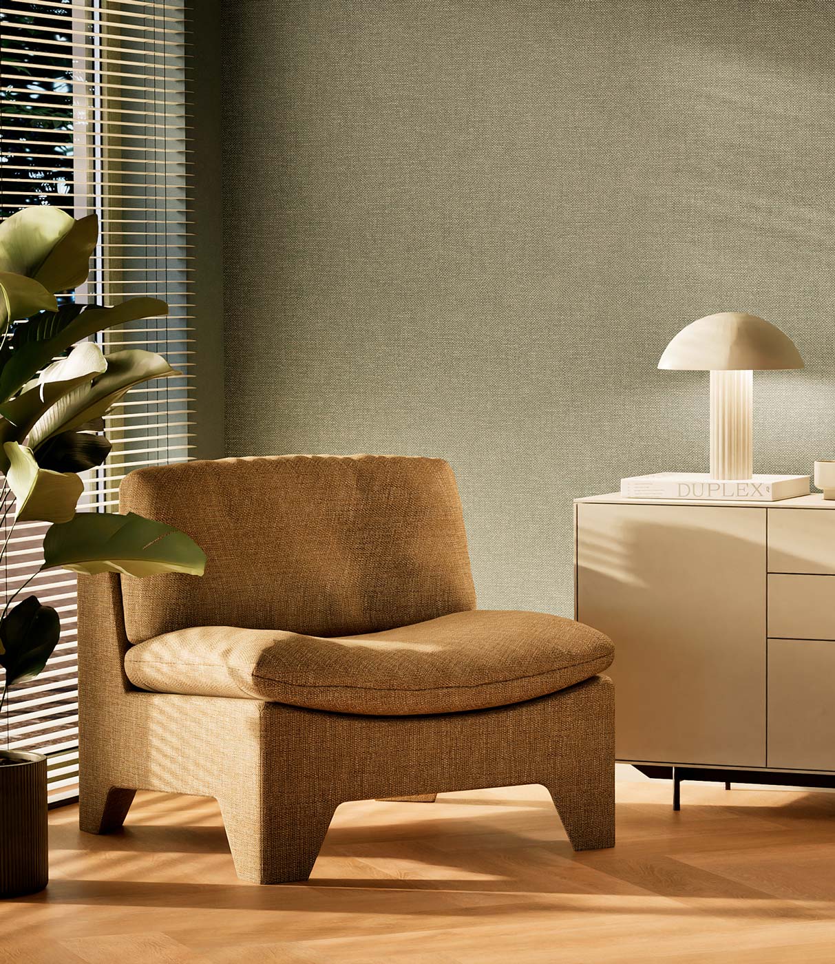 Behang linnen look Natural Chique, Long Island, 53 x 1000 cm, Interieur 3