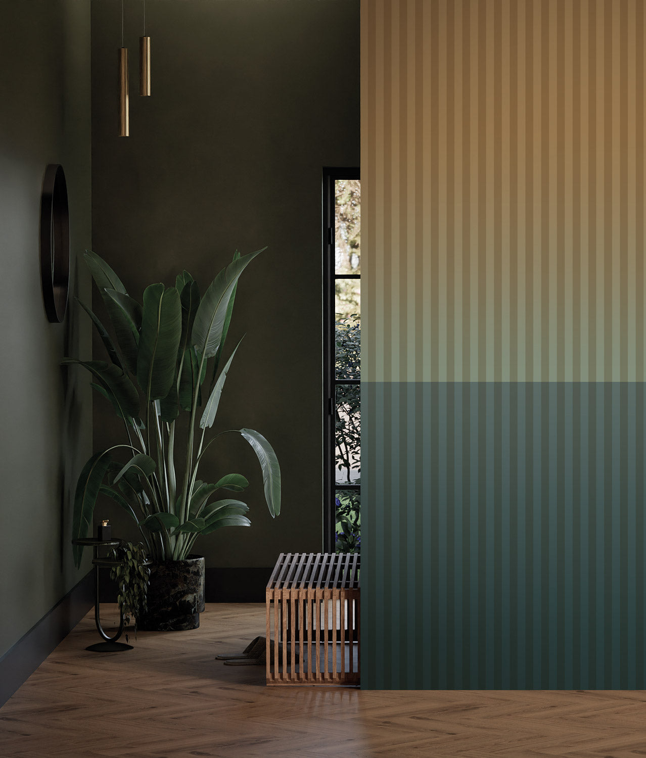 Gradient Stripes, Strepen behang door Frans Uyterlinde, 97,4 x 280 cm, FU-018, Interieur 2