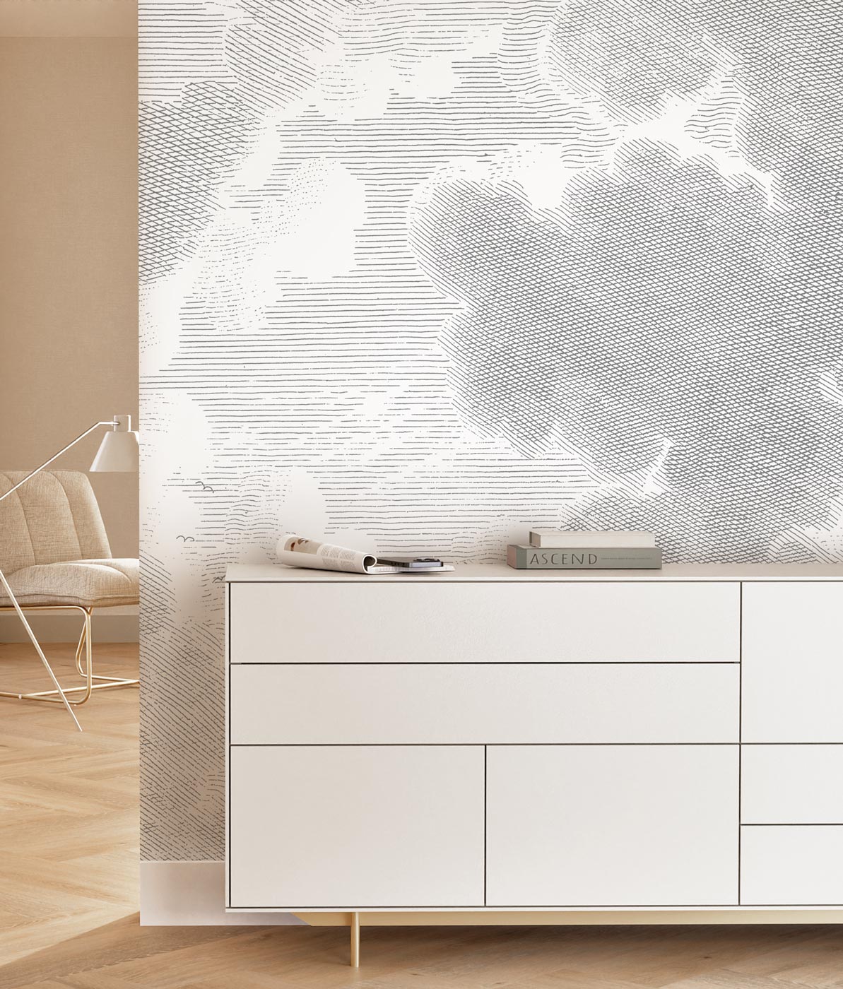 Wolken behang Engraved Clouds, WP-621, Interieur
